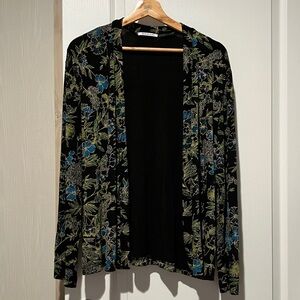 Chic Black Floral Women's Cardigan